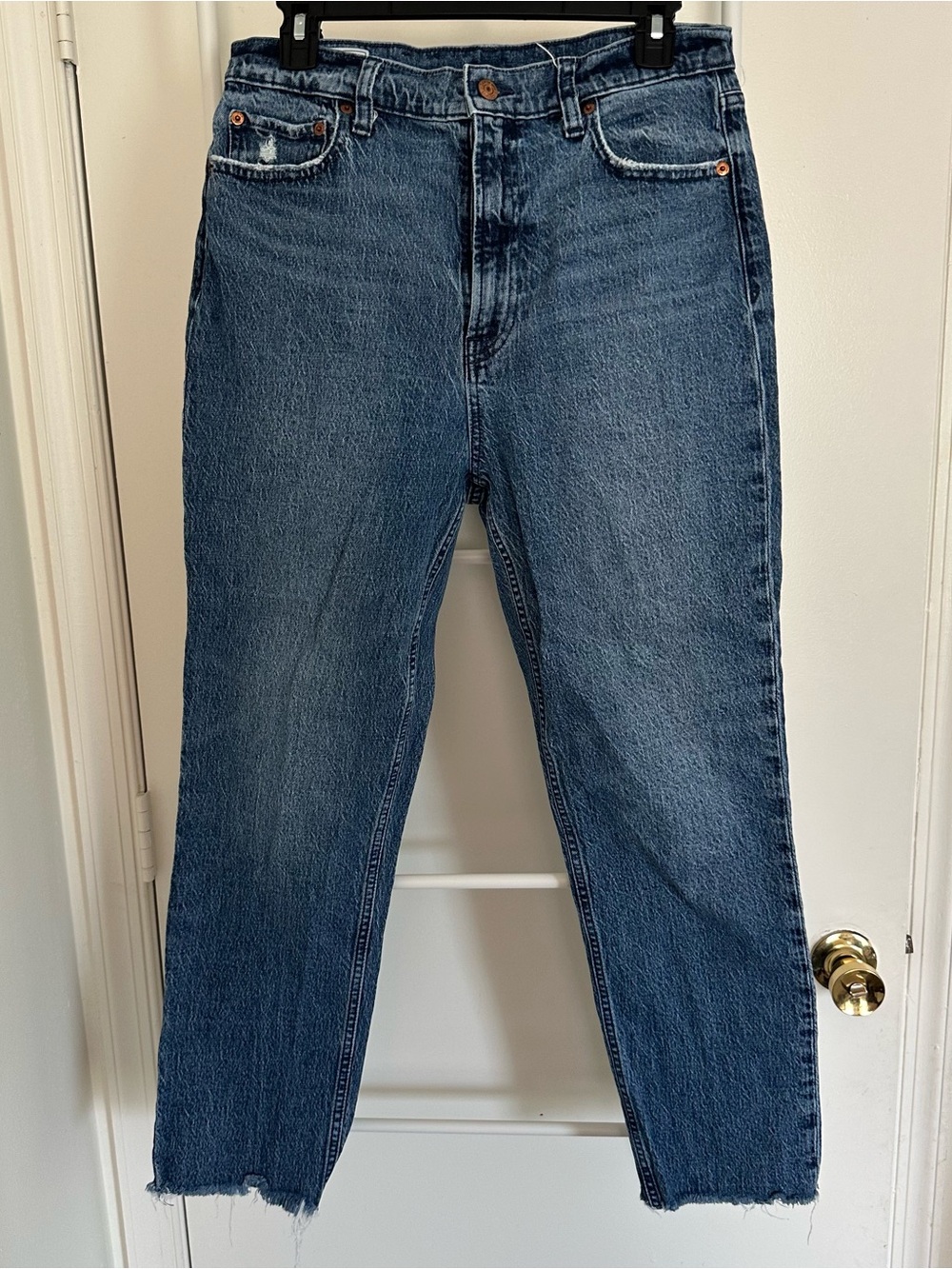 GAP Women's Straight Leg Jeans in Medium Blue Denim